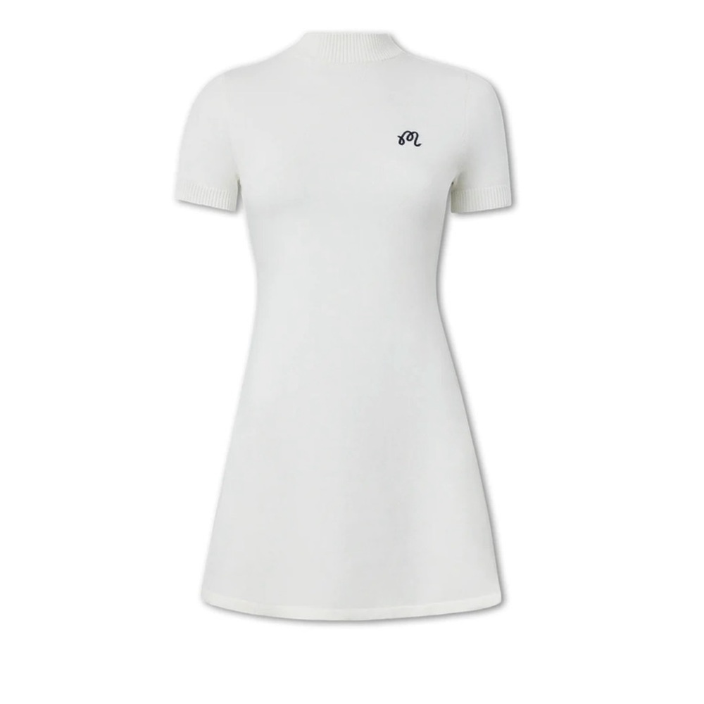 Lauren Dress- Cream Knit Sweater with Ribbed Collar